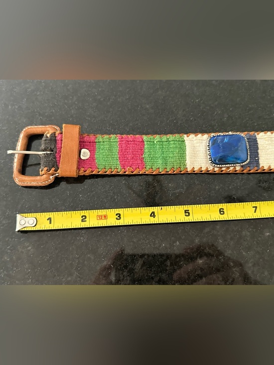 Vibrant Vintage Mayan Designs Guatemalan Woven Belt w/ Large Stone Accents ✨ main image 10